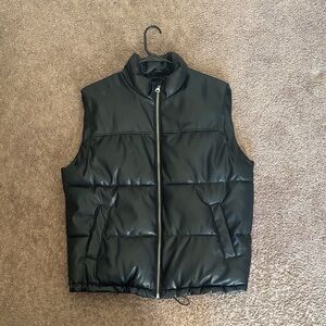 Pull&Bear Faux Leather Puffer Vest – Black